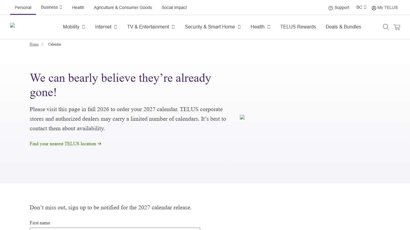 2026 TELUS Calendar TELUS